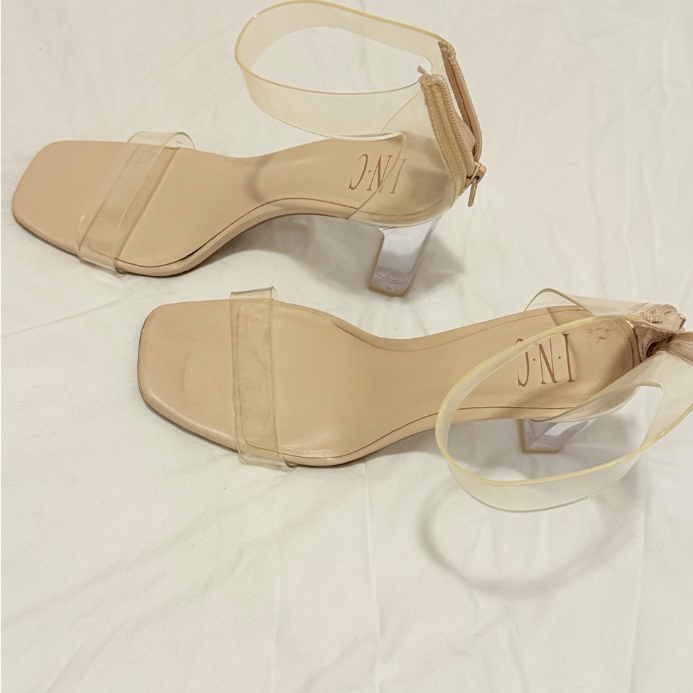 INC International Concepts Tan Cream Slingback Heels